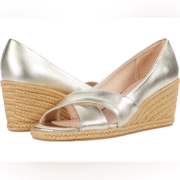 Jack Rogers Palmer Crisscross Wedge Espadrille Sandals in Metallic Gold size 7.5 - Picture 15 of 15